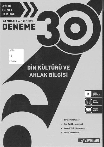 30 DENEME DİN KÜLTÜRÜ VE AHLAK BİLGİSİ ANKA Fotokopi