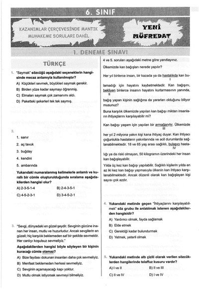 6 ADET DENEME ÇÖZÜMLÜ ANKA Fotokopi