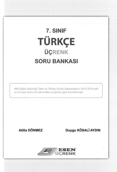 TÜRKÇE ÜÇRENK SORU BANKASI ANKA Fotokopi