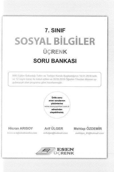 SOSYAL BİLGİLER ÜÇRENK SORU BANKASI ANKA Fotokopi