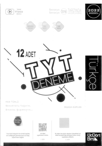 12 ADET TÜRKÇE TYT DENEME ANKA Fotokopi