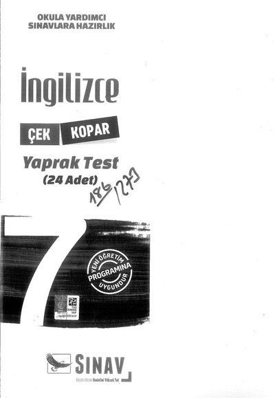 İNGİLİZCE YAPRAK TEST 24 ADET