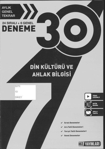 30 DENEME DİN KÜLTÜRÜ VE AHLAK BİLGİSİ
