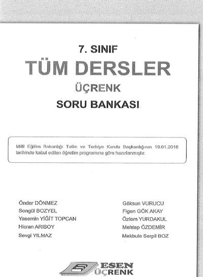 TÜM DERSLER ÜÇRENK SORU BANKASI ANKA Fotokopi