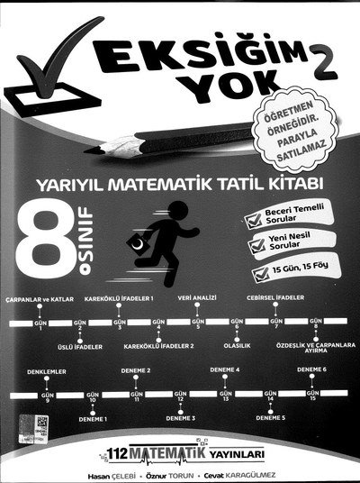 EKSİĞİM YOK 2 YARIYIL MATEMATİK TATİL KİTABI ANKA Fotokopi