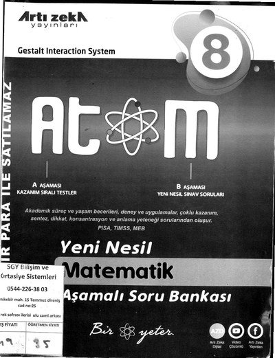 ATOM YENİ NESİL AŞAMALI SORU BANKASI ANKA Fotokopi