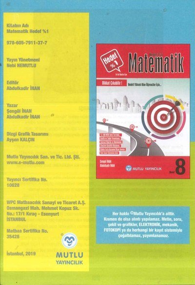 MATEMATİK HEDEF %1 ANKA Fotokopi