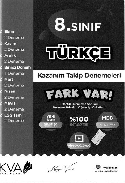 TÜRKÇE KAZANIM TAKİP DENEMELERİ FARK VAR