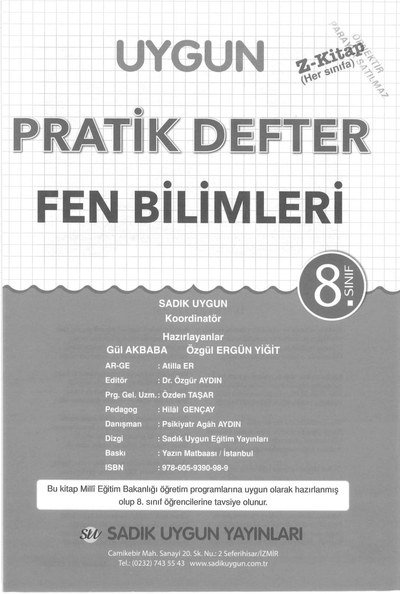 PRATİK DEFTER FEN BİLİMLERİ ANKA Fotokopi