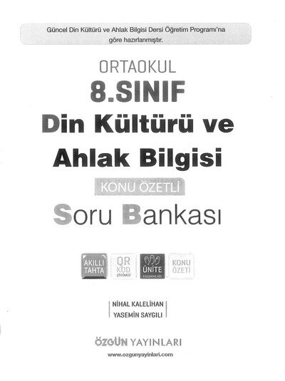 DİN KÜLTÜRÜ VE AHLAK BİLGİSİ KONU ÖZETLİ SORU BANKASI ANKA Fotokopi