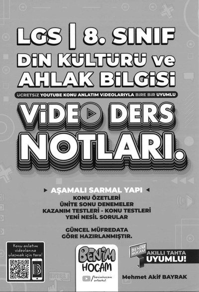 LGS DİN KÜLTÜRÜ VE AHLAK BİLGİSİ VİDEO DERS NOTLARI ANKA Fotokopi