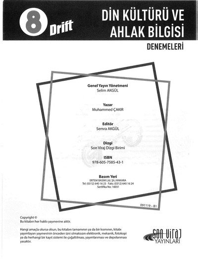 DİN KÜLTÜRÜ VE AHLAK BİLGİSİ DRİFT DENEMELERİ