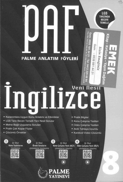 PALME ANLATIM FÖYLERİ İNGİLİZCE YENİ NESİL ANKA Fotokopi