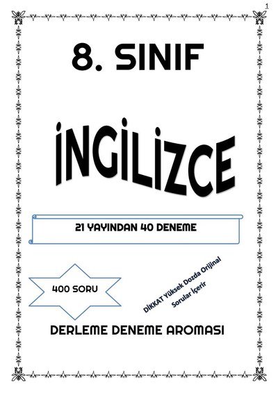 İNGİLİZCE 21 YAYINDAN 40 DENEME ANKA Fotokopi