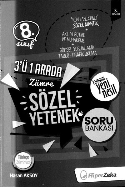 3'Ü 1 ARADA ZÜMRE SÖZEL YETENEK SORU BANKASI