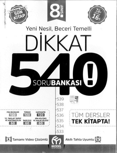 YENİ NESİL BECERİ TEMELLİ DİKKAT 540 SORU BANKASI ANKA Fotokopi