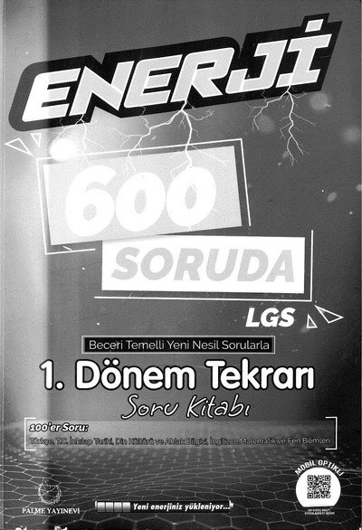 ENERJİ 600 SORUDA LGS 1. DÖNEM TEKRARI SORU KİTABI ANKA Fotokopi