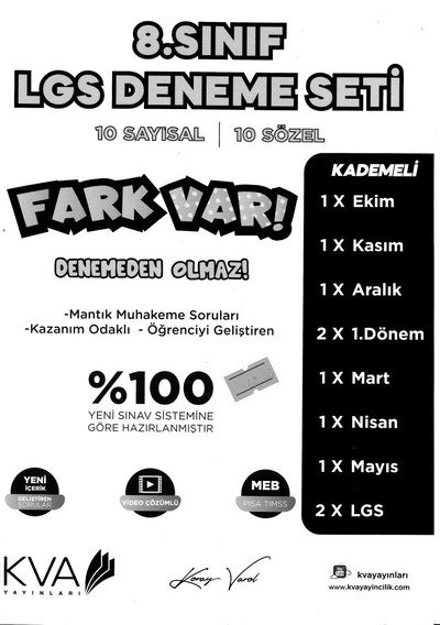 LGS DENEME SETİ 10 SAYISAL 10 SÖZEL FARK VAR MANTIK MUHAKEME ANKA Fotokopi