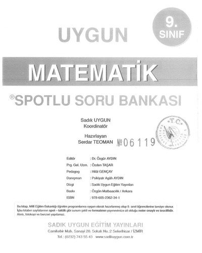 MATEMATİK SPOTLU SORU BANKASI ANKA Fotokopi