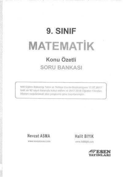 MATEMATİK KONU ÖZETLİ SORU BANKASI ANKA Fotokopi