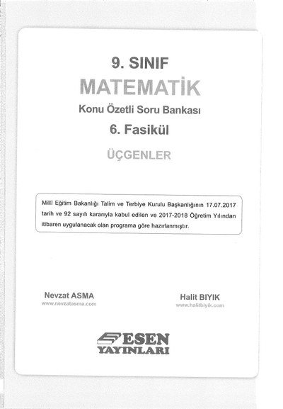 MATEMATİK KONU ÖZETLİ SORU BANKASI 6. FASİKÜL ÜÇGENLER