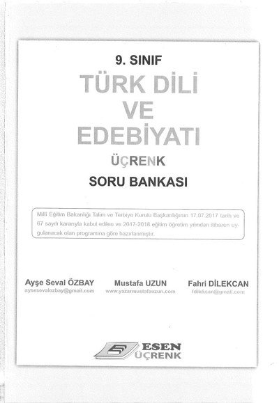 TÜRK DİLİ VE EDEBİYATI ÜÇRENK SORU BANKASI ANKA Fotokopi