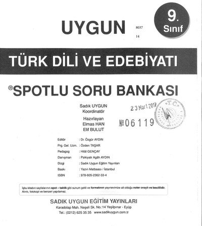 TÜRK DİLİ VE EDEBİYATI SPOTLU SORU BANKASI ANKA Fotokopi