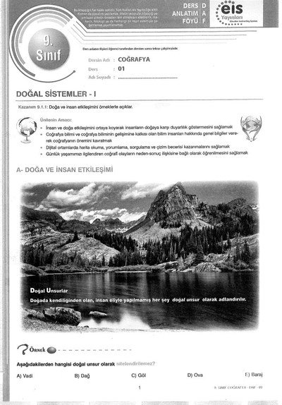 DERS ANLATIM FÖYÜ COĞRAFYA KONU ANLATIM ANKA Fotokopi