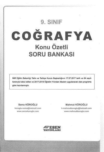 COĞRAFYA KONU ÖZETLİ SORU BANKASI ANKA Fotokopi