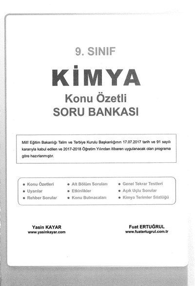 KİMYA KONU ÖZETLİ SORU BANKASI ANKA Fotokopi