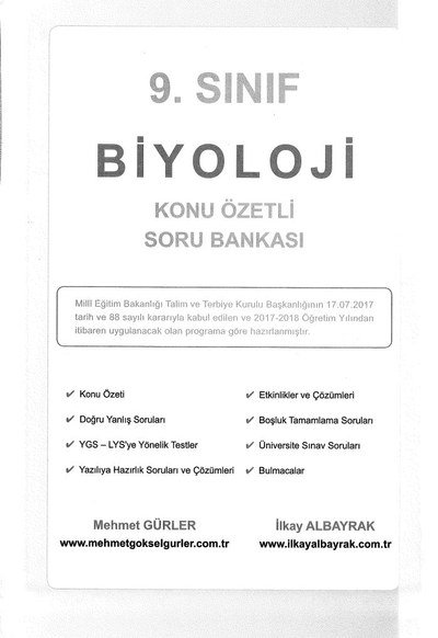 BİYOLOJİ KONU ÖZETLİ SORU BANKASI ANKA Fotokopi