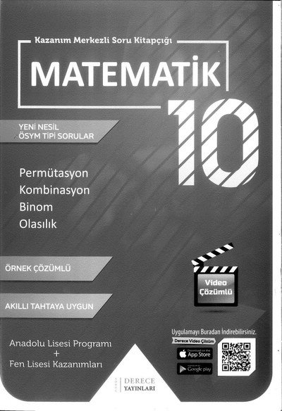 MATEMATİK PERMÜTASYON KOMBİNASYON BİNOM OLASILIK ANKA Fotokopi
