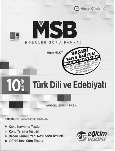 MODÜLER SORU BANKASI TÜRK DİLİ VE EDEBİYATI ANKA Fotokopi