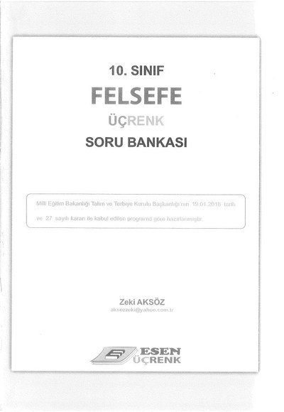 FELSEFE ÜÇRENK SORU BANKASI ANKA Fotokopi