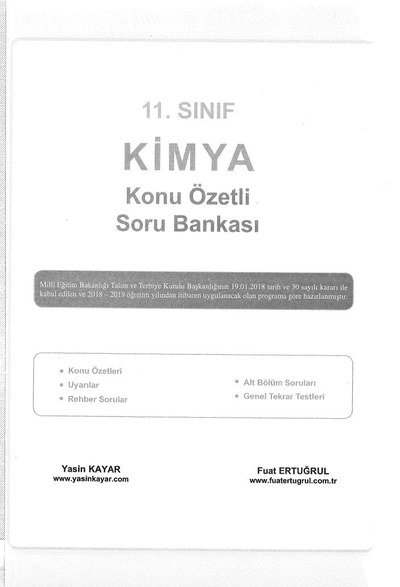 KİMYA KONU ÖZETLİ SORU BANKASI ANKA Fotokopi