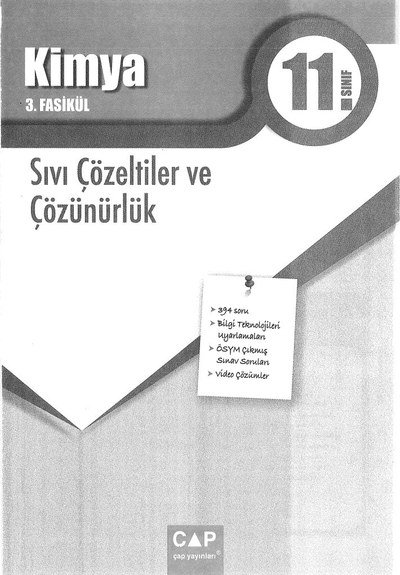 KİMYA 3. FASİKÜL SIVI ÇÖZELTİLER VE ÇÖZÜNÜRLÜK ANKA Fotokopi