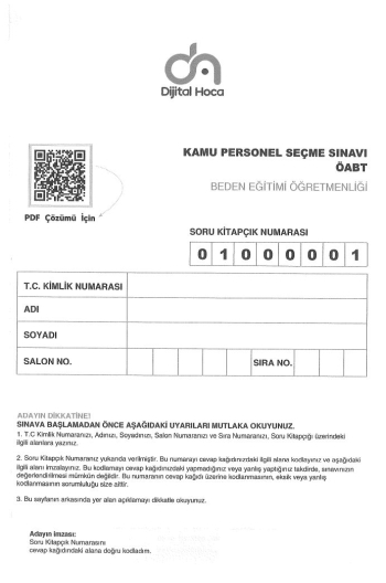 BEDEN EĞİTİMİ ÖĞRETMENLİĞİ 6*75 DENEME SINAVI ANKA Fotokopi