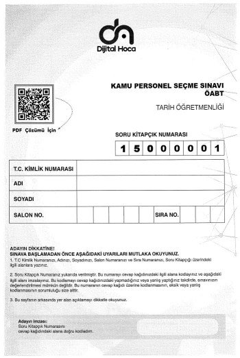 TARİH ÖĞRETMENLİĞİ 6*75 DENEME ANKA Fotokopi