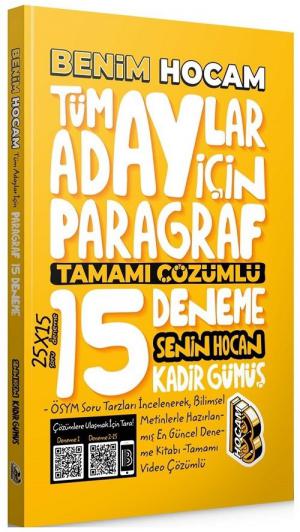 Tüm Adaylar İçin Paragraf Tamamı Çözümlü 15 Deneme