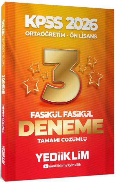 2026 Kpss Ortaöğretim-Önlisans Genel Yetenek Genel Kültür Tamamı Çözümlü 3 Yıldız Fasikül Deneme Yediiklim Yayınları ANKA Fotokopi