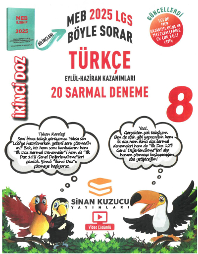 Sinan Kuzucu Yayınları 8. Sınıf İkinci Doz Türkçe 20 Sarmal Deneme ANKA Fotokopi