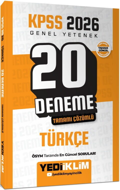 2026 KPSS Genel Yetenek Türkçe Tamamı Çözümlü 20 Deneme Yediiklim Yayınları ANKA Fotokopi