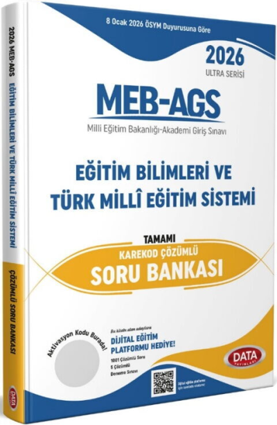 2026 MEB AGS Ultra Serisi Eğitimin Temelleri Türk Milli Eğitim Sistemi Tamamı Çözümlü Soru Bankası Data Yayınları ANKA Fotokopi