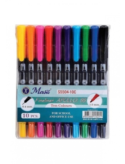 Masis Fineliner Apollo 55 İki Uçlu Kalem 10Lu ANKA Fotokopi