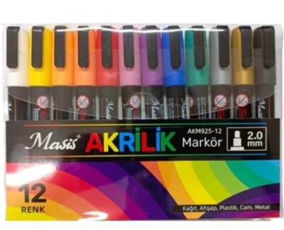 Masis 12 AKRİLİK MARKÖRÜ AKM925-12 ANKA Fotokopi