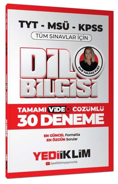 2025 KPSS MSÜ TYT Dil Bilgisi Tamamı Video Çözümlü Tüm Sınavlar için 30 Deneme Yediiklim Yayınları ANKA Fotokopi