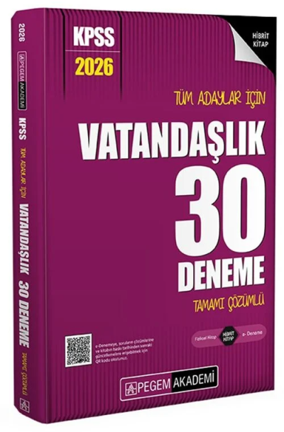2026 KPSS Tüm Adaylar İçin Vatandaşlık 30 Deneme Tamamı Çözümlü Pegem Yayınları ANKA Fotokopi