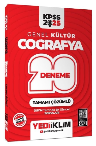 2025 KPSS Genel Kültür Coğrafya Tamamı Çözümlü 20 Deneme Yediiklim Yayınları ANKA Fotokopi