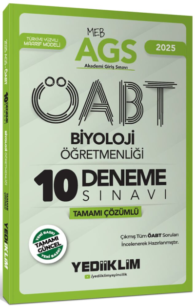 2025 MEB AGS ÖABT Biyoloji Öğretmenliği Tamamı Çözümlü 10 Deneme Sınavı Yediiklim Yayınları ANKA Fotokopi
