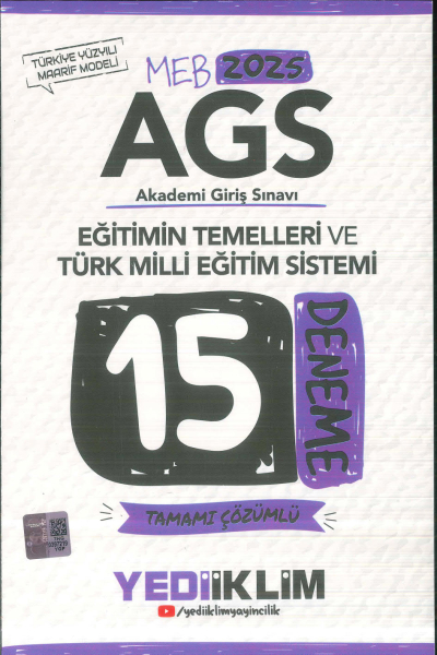 2025 MEB AGS Eğitimin Temelleri ve Türk Milli Eğitim Sistemi Tamamı Çözümlü 15 Deneme Yediiklim Yayınları ANKA Fotokopi